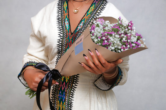 Baby's Breath White + Purple