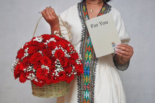 Basket Of Red Roses