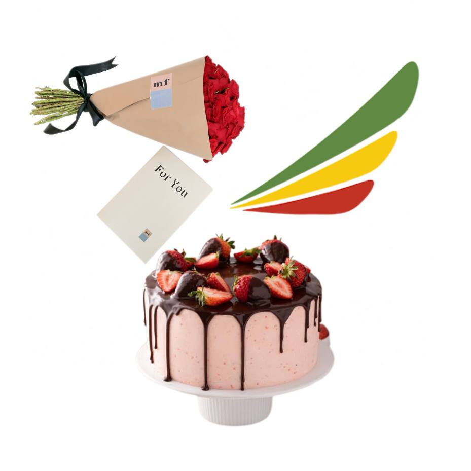 ኬክ - አበባ - Ethiopian airlines local flight ticket